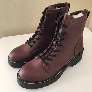Madden girl Carra Platform Combat Boots Burgundy